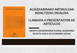 Llamada a presentación de artículos para la REVISTA VASCA DE ECONOMÍA SOCIAL