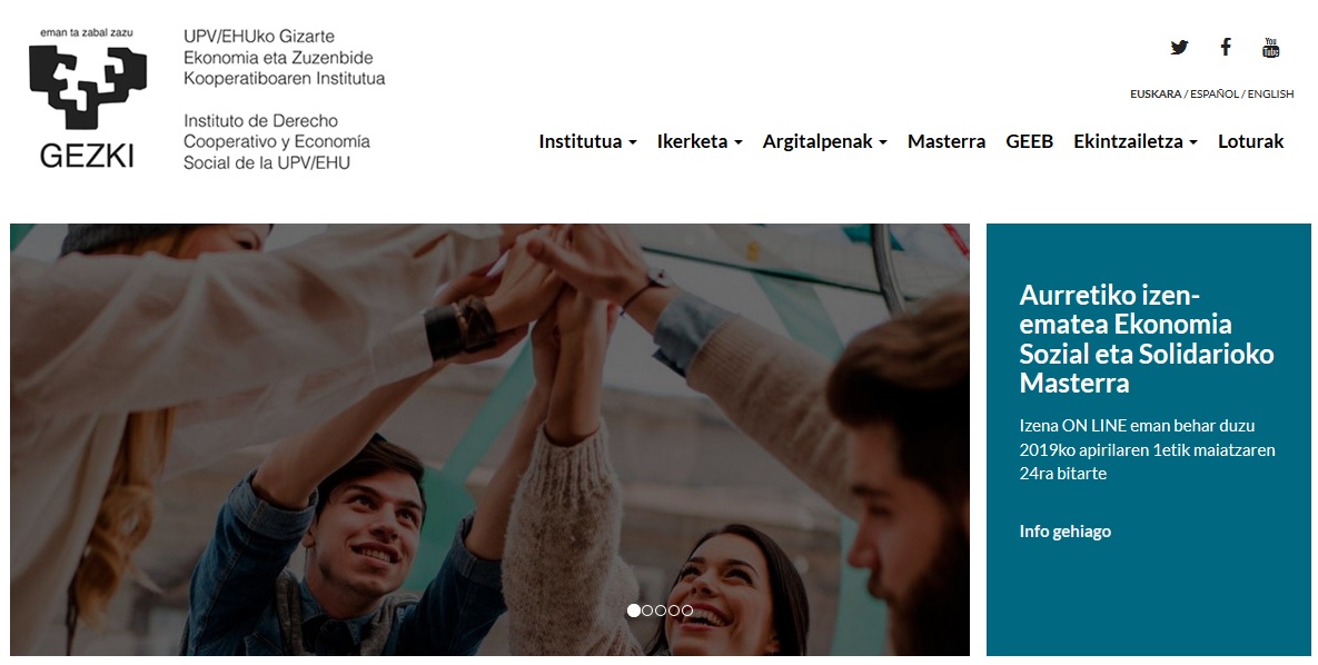 UPV/EHUko Ekonomia Sozial eta Solidarioko Masterrean aurrematrikula egiteko epea