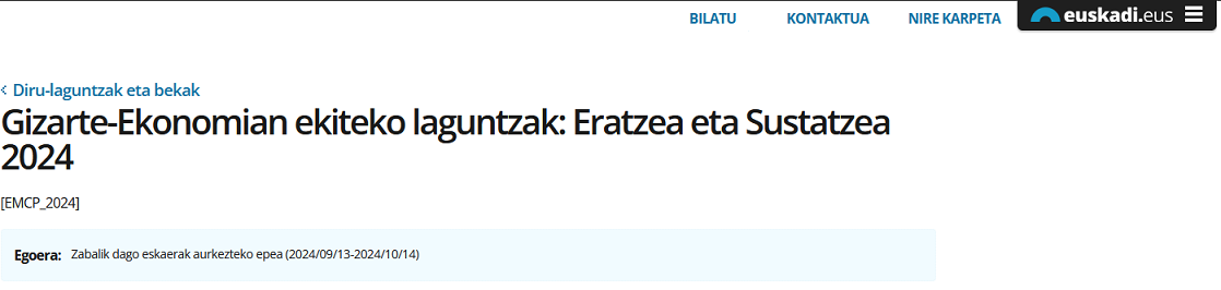 Gizarte Ekonomiako ekintzaile izateko laguntzak 2024