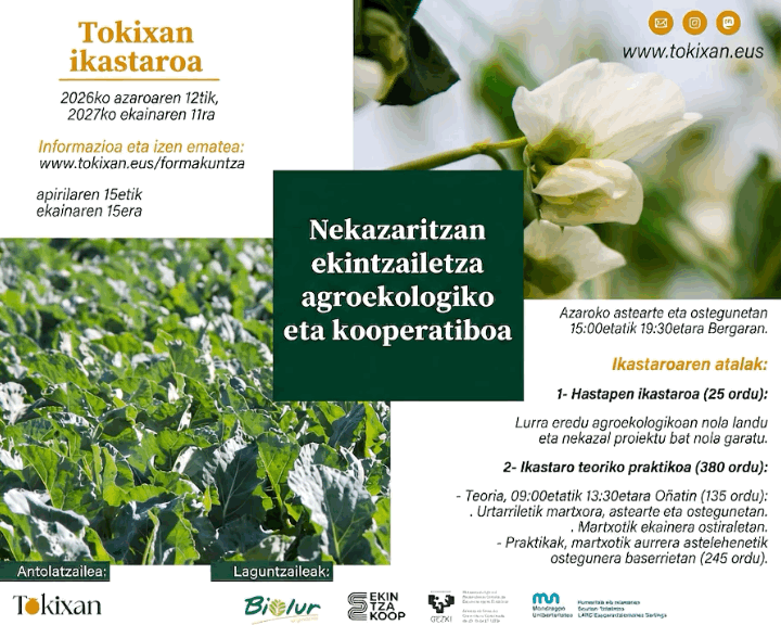 Izaera eraldatzailea duen ekintzailetza agroekologiko kooperatiboko ikastaroa